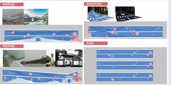 “樱花步道”设计方案加入了无锡标志的牌楼、万浪桥、灯塔等元素，突出在地化特征